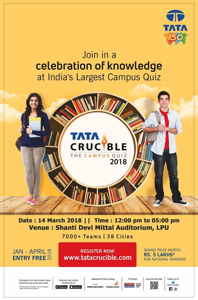 Grand Quiz "Tata Crucible" to be held at LPU on 14th March