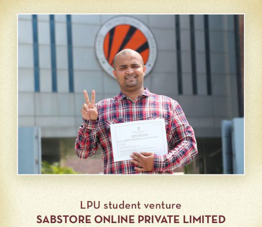 Abhilash whose startup Sabstore got recognized among student start ups by gov't of India