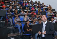 Castulus Kolo from Macromedia University Germany Interacted with LPU Students