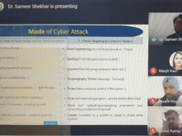 Dr Sameer Shekhar addressing the participants for webinar on Cyber Crime at LPU.