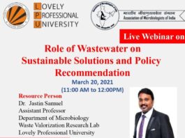 Live webinar on Role of Wastewater on Sustainable Solutions and Policy Recommendation