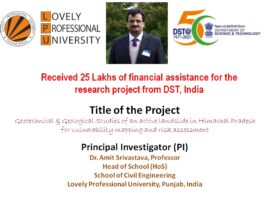 LPU Faculty received INR 25 lakhs for Research Project from DST, India