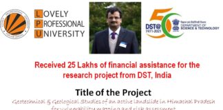 LPU Faculty received INR 25 lakhs for Research Project from DST, India