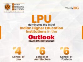 Lovely Professional University upholds pure dominance over Outlook ICARE rankings 2021!