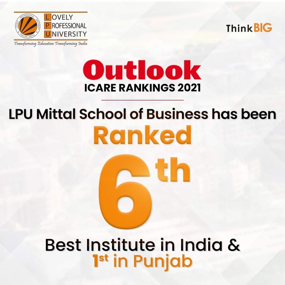 Lovely Professional University upholds pure dominance over Outlook ICARE rankings 2021!