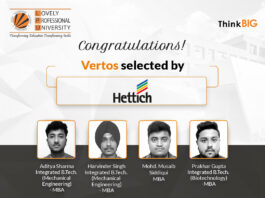 Six Vertos from LPU's MBA class of 2021, placed at Hettich!