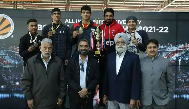 Along with the onset of new-year 2022, Lovely Professional University (LPU) is carrying forward its legacy of winning spree by lifting Association of Indian Universities’ two second ‘Runners-Up’ championship trophies for All India Inter-University competitions held for Football (Women) at Annamalai University, Tamil Nadu; and, in Boxing (Men) held at three boxing rings of LPU in Punjab, respectively. Director and Organizing Secretary of All India Inter University Women Football Tournament, Dr M Raja Shekaran informed that in the final four teams reached on the national level from all 4 zones of the country; LPU team stands second runners up by clinching bronze medal. LPU team got declared ahead of GNDU, Amritsar; whereas, CBLU Bhiwani declared winner and Annamalai University first runners-up. The LPU girls played skilfully and made their dominating presence felt among the football loving spectators. Prior to this, LPU’s women football team got the coveted top position during AIU’s north zone Inter-university championship-2021, where it exhibited the best of football skills in kicking, throwing, carrying and scoring. The Organizing Secretary of All India Inter University Boxing Tournament, Associate Director Prof Dr V Kaul at LPU informed that LPU team stands second runners-up by winning 3 gold medals, one silver and one bronze medal. LPU boxers revealed the unique power of their hooks and punches for onlookers’ immense applause. Here, Kurukshetra University (KUK) Haryana was declared winner; whereas, PU Chandigarh first runners-up. In addition, LPU’s joys now know no bounds with its girls’ badminton team winning ‘Silver Medal’; and, basketball team bronze medal in their respective North-Zone Inter University Championship tournaments. Both of these teams are now qualified to reveal their strengths at All India Inter University tournaments to earn national pride. Congratulating the promising sportsmen-women of the university, LPU Pro-Chancellor Mrs Rashmi Mittal has invoked them all to be on the foot-prints of LPU’s Olympians and other international and national winners for bringing glory to the nation and university.