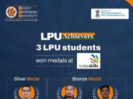 LPU’s three Engineering Students Gagan B, Lokesh B and Pankaj G qualifying for WorldSkills Competition-2022 to be held in Shanghai, China