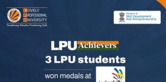 LPU’s three Engineering Students Gagan B, Lokesh B and Pankaj G qualifying for WorldSkills Competition-2022 to be held in Shanghai, China