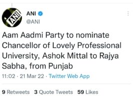 LPU Chancellor Mr. Ashok Kumar Mittal, nominated by AAP to Rajya Sabha!