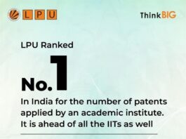 LPU ranks #01 for the number of patents applied by any academic institute in the country!