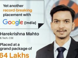 Verto placed at Google at a whopping package of 64 lakhs!