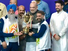 Union Home Minister Amit Shah gave Khelo India University Games’ First Runners UP Trophy to LPU