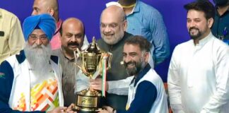 Union Home Minister Amit Shah gave Khelo India University Games’ First Runners UP Trophy to LPU