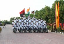 BSF Jawans performing motorcycle show to celebrate India's 75 years of Independence at LPU campus