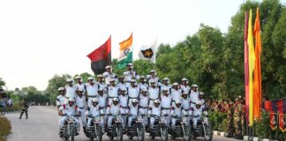 BSF Jawans performing motorcycle show to celebrate India's 75 years of Independence at LPU campus