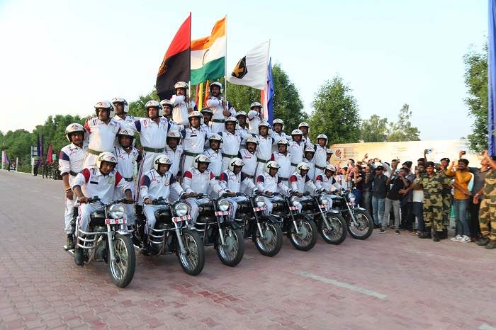 BSF Jawans performing motorcycle show to celebrate India's 75 years of Independence at LPU campus