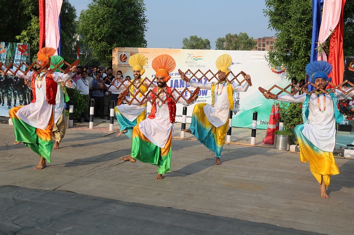 BSF Jawans performing motorcycle show to celebrate India's 75 years of Independence at LPU campus