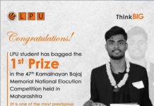 LPU Biotechnology Student Won The Most Prestigious Elocution Competition in India