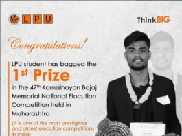 LPU Biotechnology Student Won The Most Prestigious Elocution Competition in India