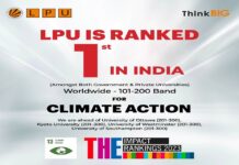 LPU has been ranked 1st in India for Climate Action in the worldwide 101-200 band!