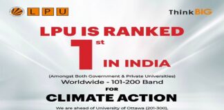 LPU has been ranked 1st in India for Climate Action in the worldwide 101-200 band!