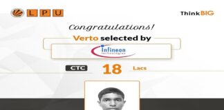 LPU Verto Placed at Infineon Technologies with A Package of 18 Lakhs!