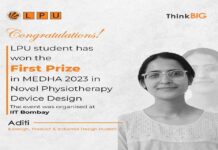 LPU B. Design student Aditi won the First Prize in MEDHA 2023