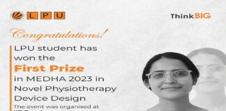 LPU B. Design student Aditi won the First Prize in MEDHA 2023