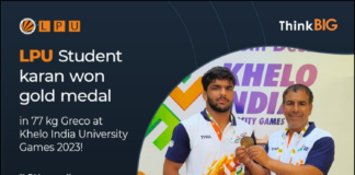 LPU Student Karan Strikes Gold in 77 kg Greco at Khelo India University Games 2023