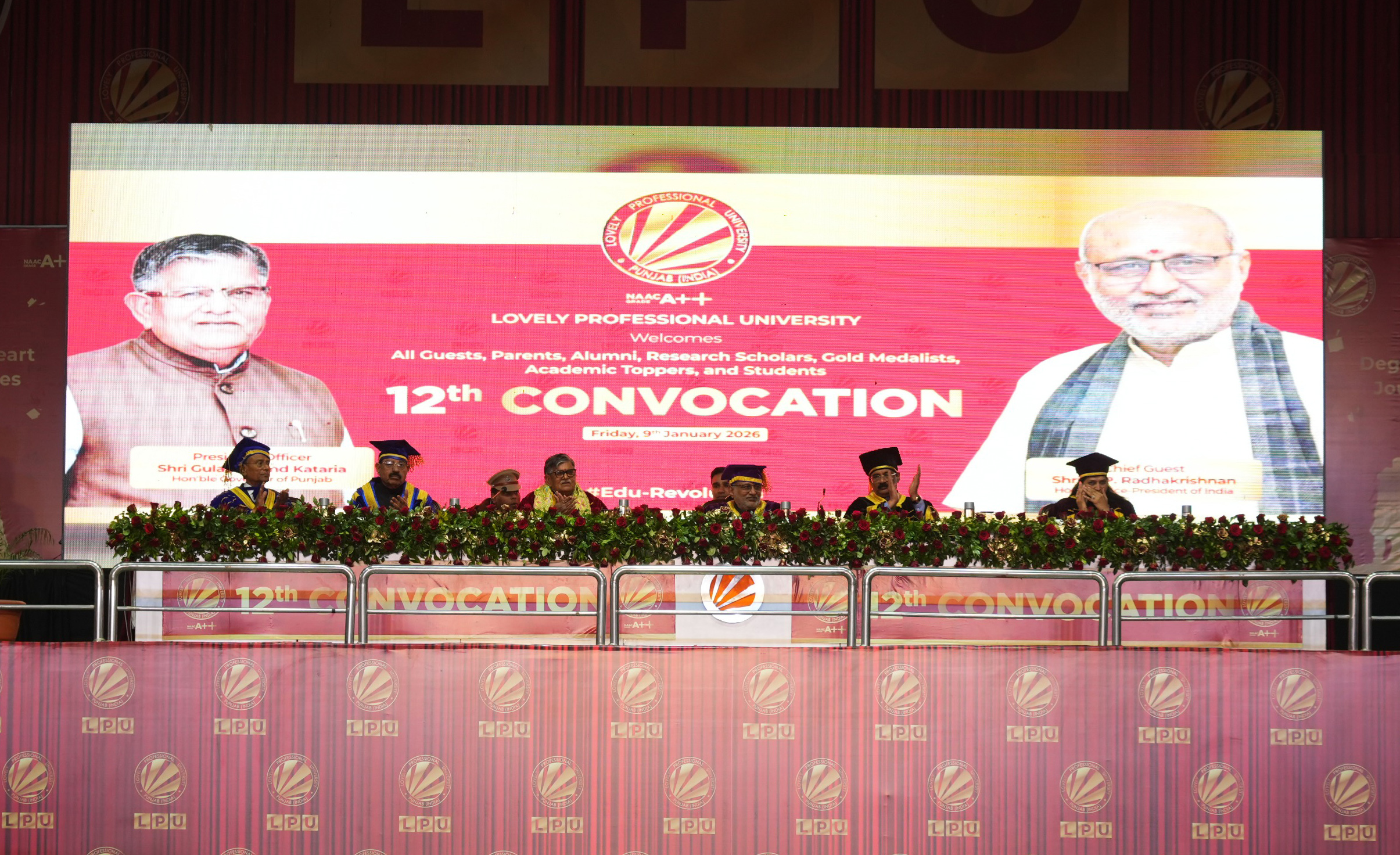 Chief Guest Hon’ble Vice-President of India Shri C.P. Radhakrishnan other dignitaries present at the 12th Annual Convocation at LPU. 1