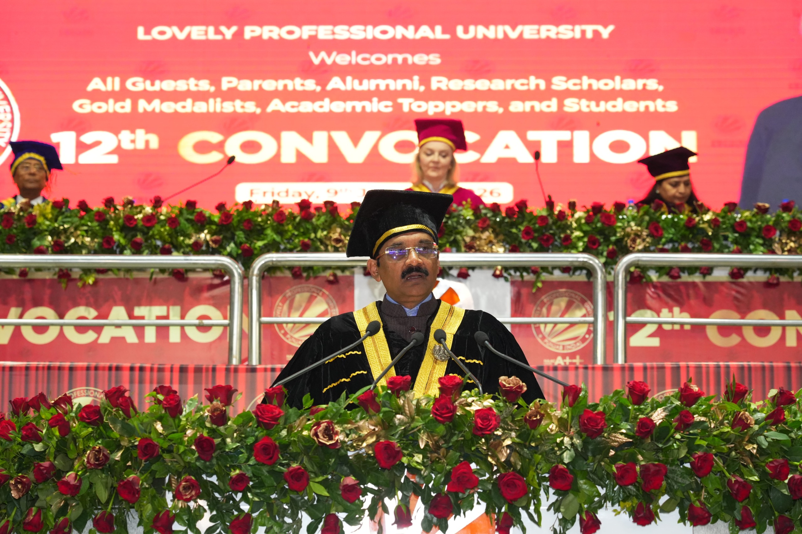 Dr. Ashok Kumar Mittal,MP (Rajya Sabha) and Founder Chancellor of LPU addressing the students during the 12th annual Convocation